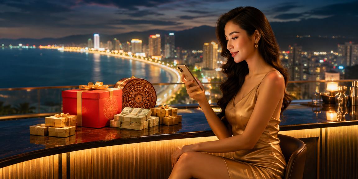 Người chơi Quy Nhơn sử dụng casino di động với trang phục truyền thống